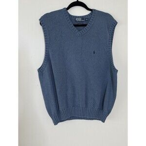 Polo Ralph‎ Lauren Vtg Blue Sleeveless V-Neck Sweater Vest Size XXL